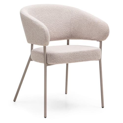 Przejdź do produktu Krzesło tapicerowane LAMU – beżowe boucle z metalowymi nogami