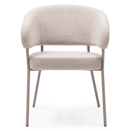 zdjęcie frontu krzesła LAMU tapicerowanego boucle – widok z przodu – ewoodland.pl