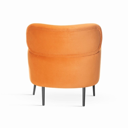 Fotel tapicerowany BUENO, pomarańczowy welur - widok tyłu, ewoodland.pl