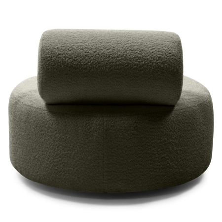 Tył fotela w tkaninie boucle w kolorze zielonej oliwki – ewoodland.pl