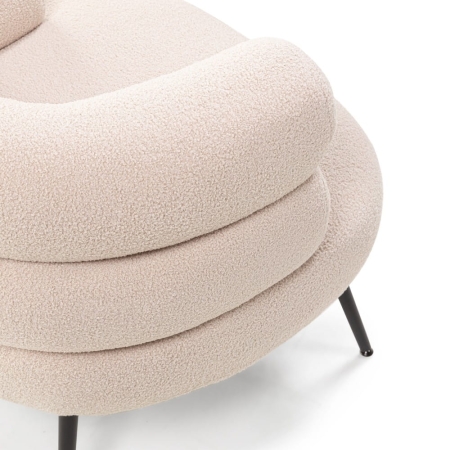 Oparcie fotela LEYA w beżowej tkaninie – wałkowa forma ewoodland.pl