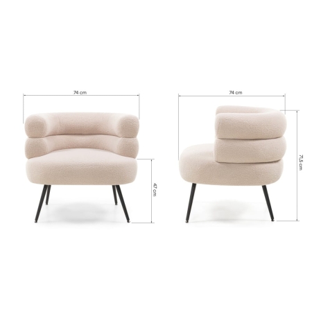 Wymiary fotela LEYA beżowego – elegancka forma i czarne nóżki ewoodland.pl
