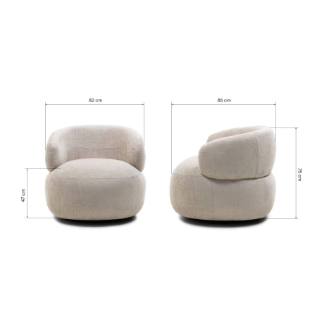 Wymiary fotela RUMBLE – zaokrąglona forma i szenilowa tapicerka ewoodland.pl