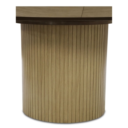 Ryflowana podstawa stołu POLA OAK – detal wykończenia w naturalnym fornirze dębowym ewoodland.pl