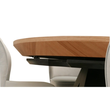 Blat stołu LISA z naturalnym fornirem dębowym – zbliżenie na konstrukcje | ewoodland.pl