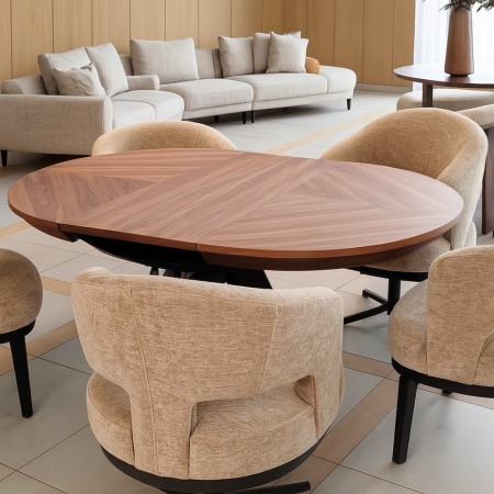 Stół LISA 130–230 cm w eleganckim wnętrzu z sofą | ewoodland.pl