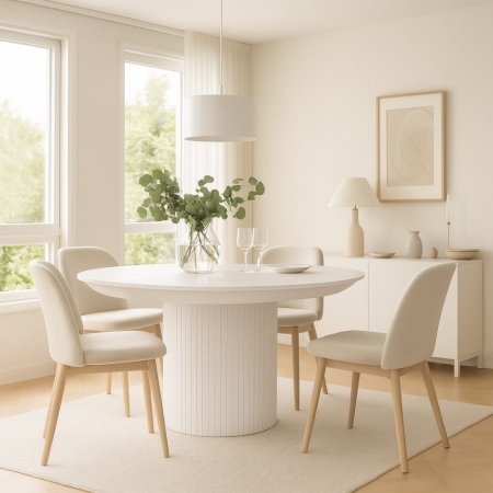 Stół Pola biały w nowoczesnej jadalni – aranżacja wnętrza | ewoodland.pl