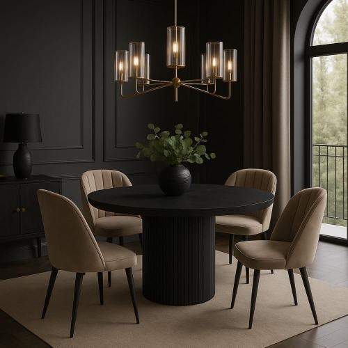 Przejdź do produktu Stół okrągły Pola Oak czarny rozkładany 130–180 cm, fornir dębowy