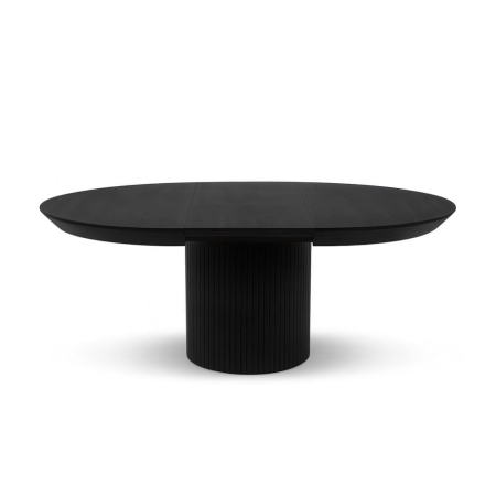 Stół okrągły Pola w kolorze czarnym – widok z przodu, rozłożony | ewoodland.pl