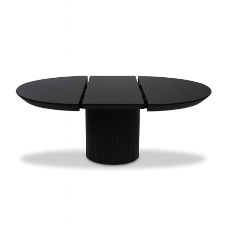 Stół okrągły Pola w kolorze czarnym – widok z przodu z widoczną wkładką | ewoodland.pl