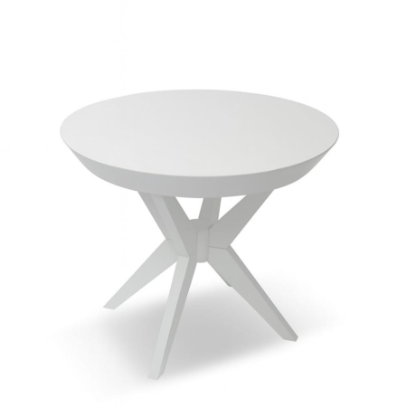 Stół KATE okrągły biały fornir – złożony