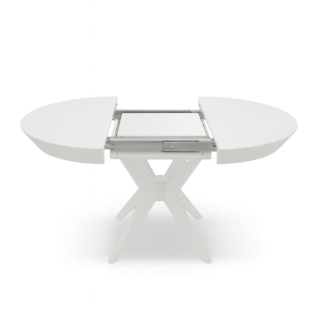 Stół KATE okrągły biały fornir – prowadnice