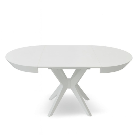 Stół KATE okrągły biały fornir – rozłożony