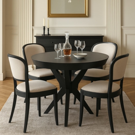 Stół KATE okrągły czarny fornir - aranżacja dla ewoodland.pl