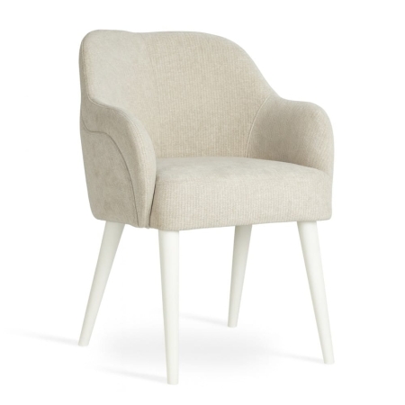 Krzesło tapicerowane na drewnianych nogach AURIN - białe bukowe nogi, ewoodland.pl