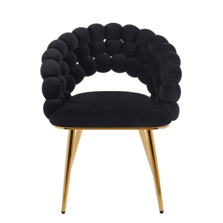 Krzesło tapicerowane BUBBLE, velvet w kolorze czarnym, złote nogi, ewoodland.pl - front