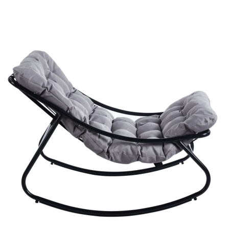 Fotel bujany RELAXO z pikowaną szarą poduchą, ewoodland.pl - bok