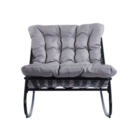 Fotel bujany RELAXO z pikowaną szarą poduchą, ewoodland.pl - front