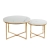 Zestaw stolików kawowych MARBLE DUO, okrągłe, imitacja białego marmuru, złote nogi - front, ewoodland.pl