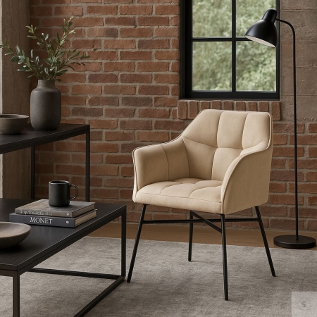 Krzesło BOSTON w tkaninie Salvador we wnętrzu loftowym – aranżacja | ewoodland.pl