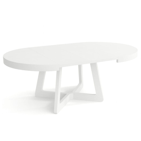 Stół GAMBIT OAK biały rozłożony do 190 cm – widok z góry i boku | ewoodland.pl