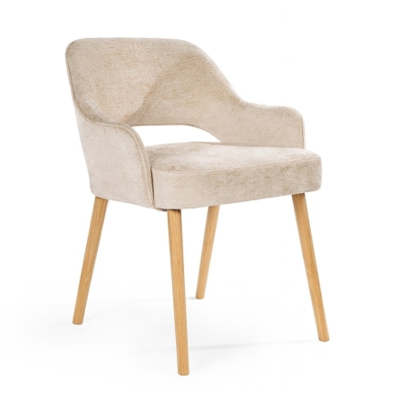 Zdjęcie profilowe krzesła tapicerowanego MERCY PLUS –  beżowe, dębowe nogi ewoodland.pl