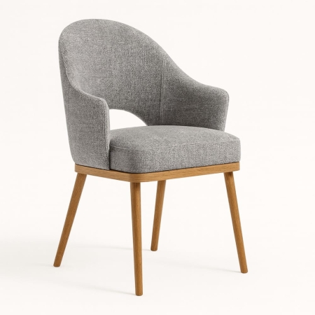 Krzesło GODA PRO – ujęcie profilowe w tkaninie Amaral (AquaClean), drewno dąb  – ewoodland.pl