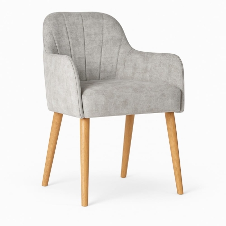 Krzesło TULIP SUPREME – tkanina AMARAL Aquaclean, nogi bukowe, widok z przodu – ewoodland.pl