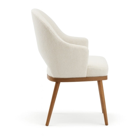 Krzesło GODA PRO bouclé – widok z boku, rama orzech