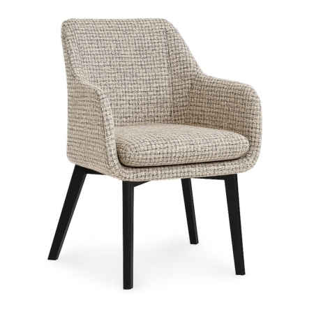 Zdjęcie profilowe krzesła HUAN w tkaninie COCO na drewnianych, czarnych nogach ewoodland.pl