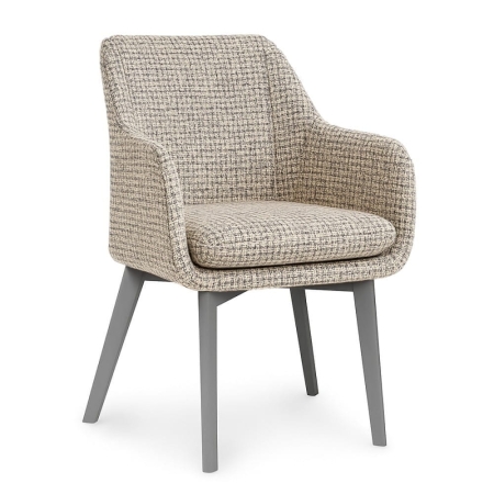 Zdjęcie profilowe krzesła HUAN w tkaninie COCO na drewnianych, szarych nogach ewoodland.pl