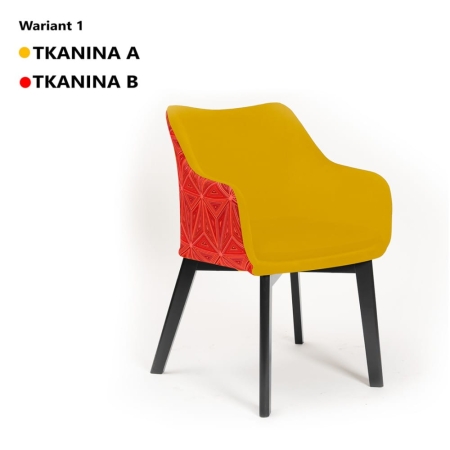 Zdjęcie profilowe krzesła HUAN  na drewnianych nogach , wariant nr 1 ( 2 tkaniny ) ewoodland.pl