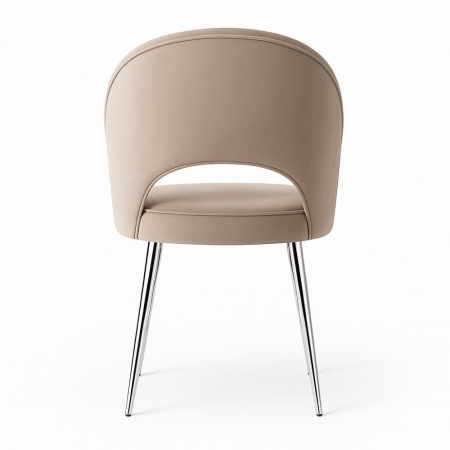 Krzesło tapicerowane Ponte Glamour, tkanina velvet, metalowe srebrne nogi  - widok tyłu