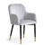 Eleganckie krzesło tapicerowane Tulip Glamour, srebrny velvet, czarno-złote nogi