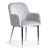 Eleganckie krzesło tapicerowane Tulip Glamour, srebrny velvet, srebrne nogi w połysku