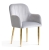 Eleganckie krzesło tapicerowane Tulip Glamour, srebrny velvet, złote nogi w połysku