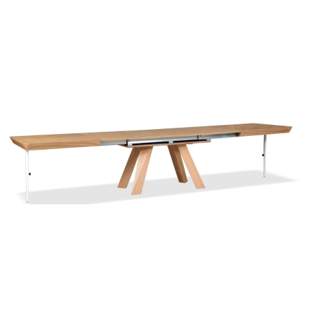 Stół MILANO OAK  dąb naturalny - widok frontalny, rozłożony ewoodland.pl