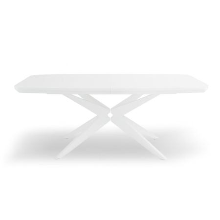 Stół z forniru dębowego Martin, lakierowany na biało - złożony