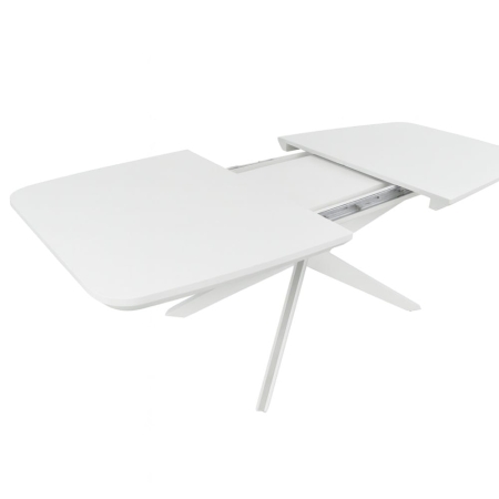 Stół z forniru dębowego Martin, lakierowany na biało - prowadnice