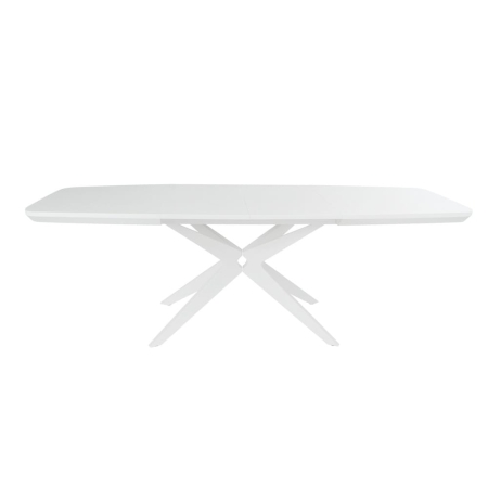 Stół z forniru dębowego Martin, lakierowany na biało - rozłożony