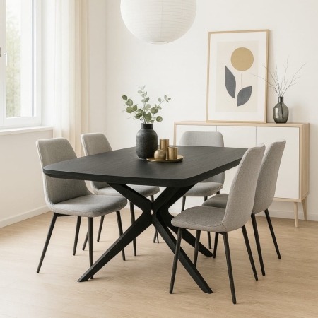 Stół Martin, czarny fornir dębowy - aranżacja dla ewoodland.pl