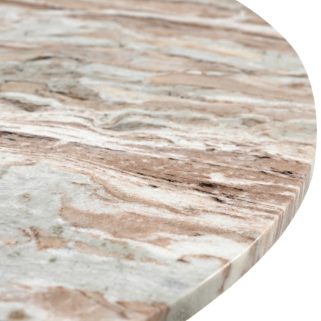 Okrągły stolik kawowy Lucca, szary marmur, podstawa z lameli (bielone drewno mango) - zbliżenie