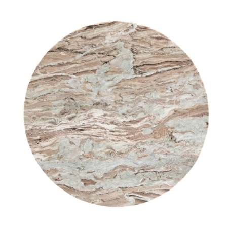 Okrągły stolik kawowy Lucca, szary marmur, podstawa z lameli (bielone drewno mango) - blat