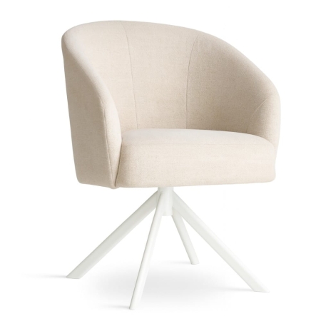 Krzesło obrotowe Seni Supreme, jasna tkanina w odcieniu beżu, biała noga - ewoodland.pl