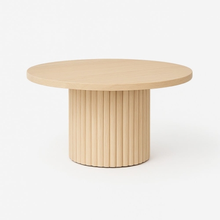 Okrągły stolik z litego dębu Belliso, wybarwienie jasny dąb