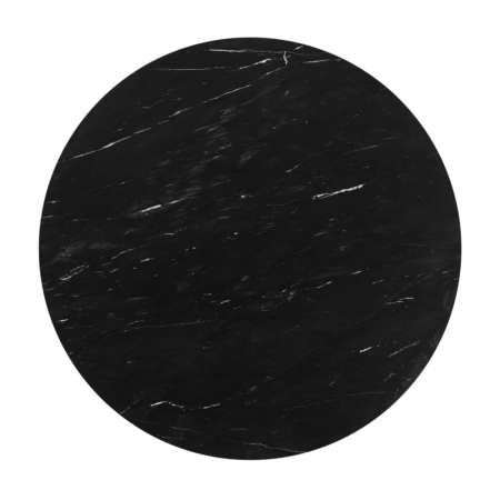 Okrągły stół Roma, blat z czarnego marmuru, biała ryflowana noga w czarnym kolorze - blat
