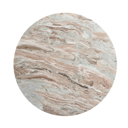 Okrągły stolik kawowy Treviso, marmurowy blat, ryflowana podstawa z drewna mango - blat