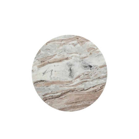 Stolik kawowy z mango i marmuru Trento fi 60 - widok marmurowego blatu z góry ewoodland.pl