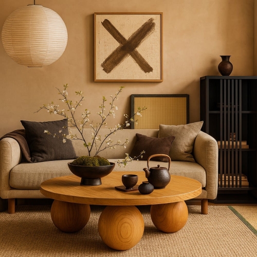 Przejdź do produktu Stolik kawowy Rondo — dąb lity, kuliste nogi Ø70–100 cm