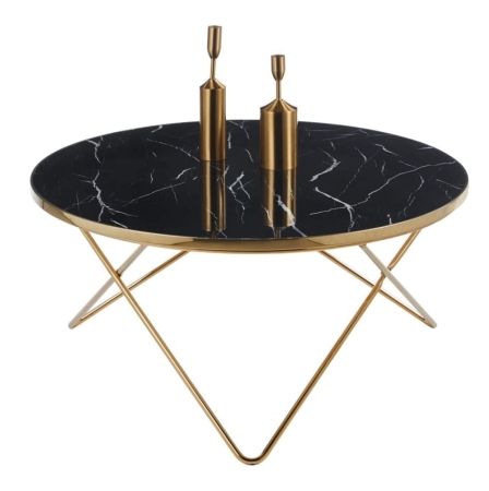 Stolik kawowy Mateo z czarnym blatem - widok profilowy ewoodland.pl